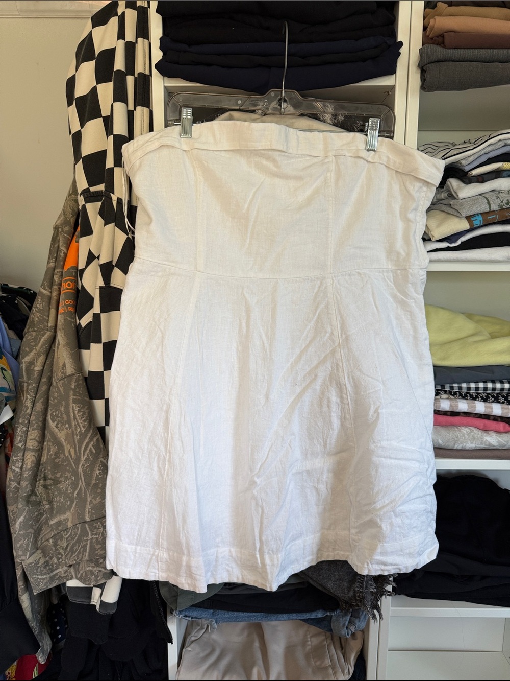 Abercrombie & Fitch White Strapless Linen-Blend Dress